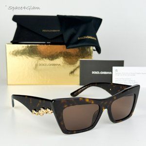 BRAND NEW D&G DG4435 502/73 Havana Dark Brown Cat Eye Women Sunglasses